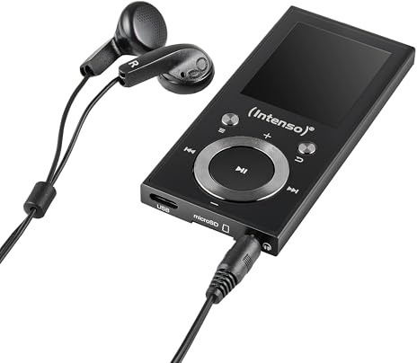 Intenso MP3 Player Video Scooter BT mit Bluetooth 5.0, 1,8 Zoll Farbdisplay, 16 GB, microSD, USB-C, bis 18h Akku, inkl. Kopfhörer, Schwarz