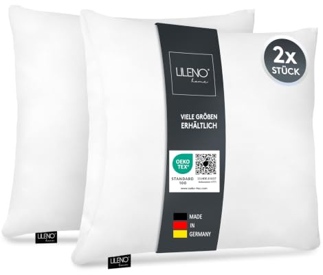 LILENO HOME Microfaser Kissen 50x50 cm [2er Set] bis 95 Grad waschbar | Kopfkissen 50x50 cm als Kissen-Füllung für Bett oder als Dekokissen - Sofakissen & Zierkissen
