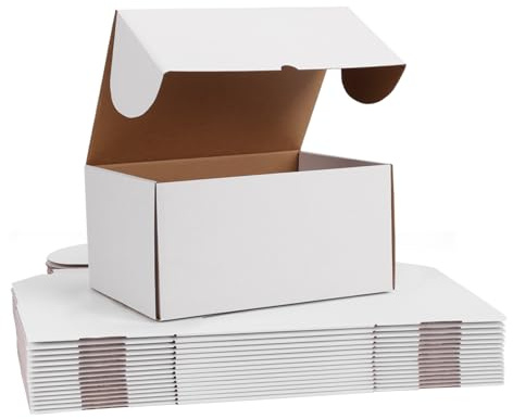 RLAVBL 15 Stück weiße Versandkartons mit den Maßen 30,5 x 22,9 x 15,3 cm für den Versand von Gegenständen, Spielzeug und Geschenken
