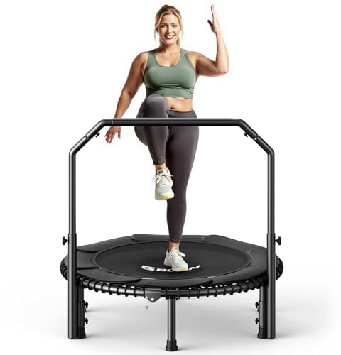 BCAN Rebounder-Trampolin für Erwachsene,102/122cm,204/250kg Belastbarkeit,mit Bungee-Seilen,verstellbarem Griff,stabil,leise,für drinnen und draußen,Ganzkörpertraining,Entspannung zu Hause