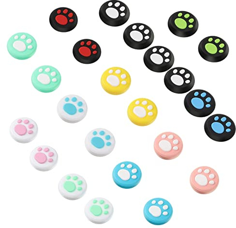 24 Stücke Joystick Kappen, Thumbstick Kappen Grip Joystick Abdeckung Joystick Kappen Analog Stick Kappen Thumb Grip Caps Silikon Joycon Daumengriffkappen In Katzenpfoten für Controller