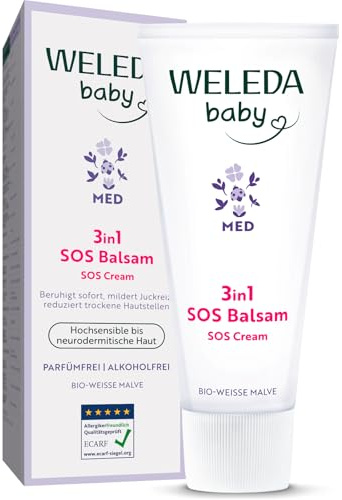 WELEDA Bio Baby Med 3in1 SOS Balsam mit Weißer Malve - Naturkosmetik Pflegecreme für hochsensible Babyhaut (1x 50ml)