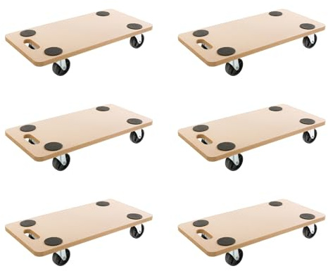 Arebos Rollbrett | 6 Stück | bis zu 200 kg Traglast | inkl. Gummipads | Transportroller Möbelroller Transporthilfe für Umzug Möbel-Transport