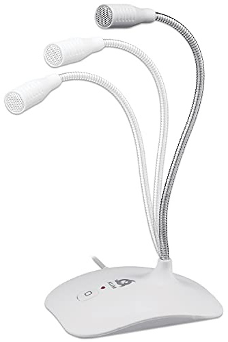 KLIM Talk USB Standmikrofon für PC und Mac Professionelles Studiomikrofon | Patentierter Audiofilter sorgt für klaren Klang ganz ohne Softwareinstallation, Weiß