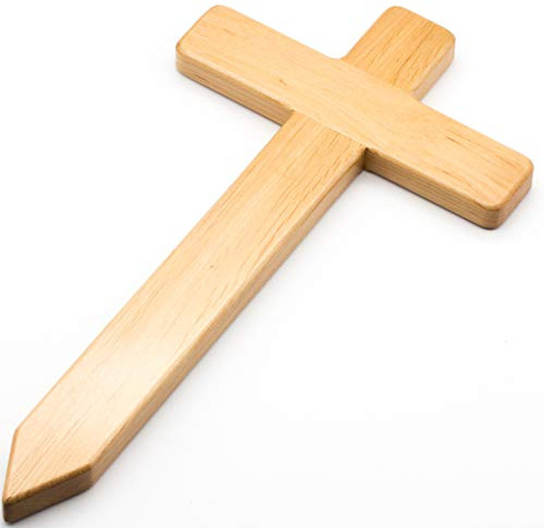 Hobicht Edles kleines Holzkreuz aus EU Erle fürs Grab, Grabkreuz, als Grabstein Ersatz für den Friedhof, als Grabschmuck und Grabdekoration, für Hund, Katze und Tier als Kreuz