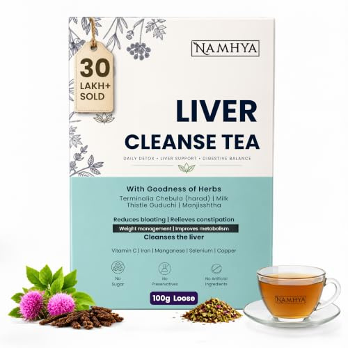 Namhya Foods Leberreinigungstee mit Harad-Mariendistel (100 g, 1 Stück) | Namhya Leberreinigungstee, Mariendistel, Harad, lose 100 g