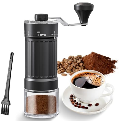 Manuelle Kaffeemühle, Tragbare Manuelle Handkaffeemühle mit 30g Kapazität, 40 verstellbare Einstellungen, Konische Mahlmühle mit ergonomischem Griff für Espresso, Pour Over Und Mehr