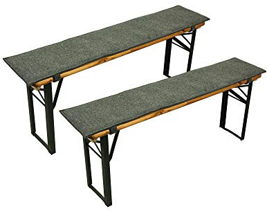 Sensalux gepolsterte Bierbank-Auflagen, 2er Set, Klettverschluss, Filz, Grau - Grau, 120cm x 25cm