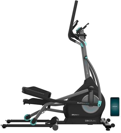 Cecotec Faltbare Ellipsentrainer mit APP Drumfit Elliptical 8000 Motor Pro, Motorisch Einstellbarer Magnetwiderstand, Bildschirm und Gerätehalter, 8 kg Schwungrad, Pulsmesser, Schrittlänge 40 cm