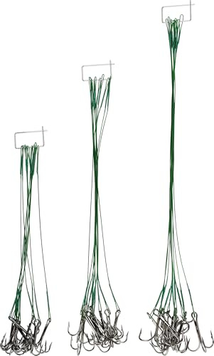 30 Stahlvorfächer (15 cm, 20 cm, 25 cm) mit Drilling zum Raubfischangeln