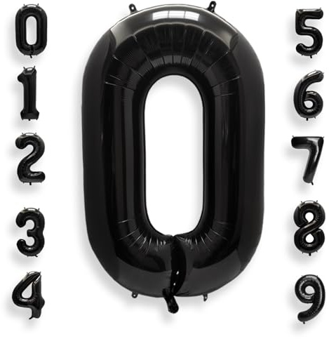AULE Luftballon Zahl 0 Schwarz: XXL 101 cm Zahlen Folienballon Geburtstag Schwarze 0 Jahre 40 Zoll Helium Ballon Zahlenballon für Jubiläum Deko