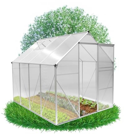 GRINDI - Gewächshaus klein 4,8 m² Viola II - Gartenhaus - Carport Aluminium - Dachfenster - Polycarbonat Hohlkammerplatten - Growzelt - Tomatengewächshaus - Anlehngewächshaus Winterfest