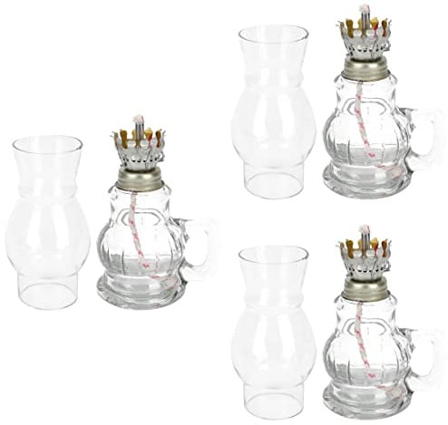 Angoily 3Er Set Vintage Kerosinlampen Glas Öllaternen Antike Petroleumlampe Tragbare Lichtquelle Für Innen Und Außen Wohnzimmer Garten Dekoration