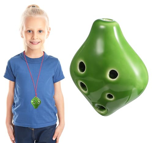 Toddmomy Kleiner Okarina aus Keramik 6 Löcher Miniatur Blasinstrument mit Übungspartitur Grün Stilvoller Anhänger für Anfänger und Musikfreunde