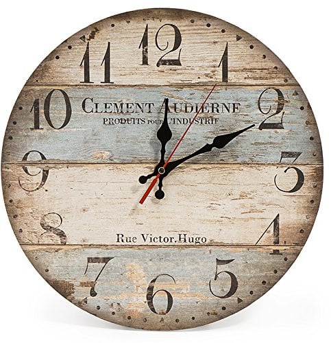 LOHAS Home 12 Zoll/30CM Holz Wanduhr/Küchenuhr im Landhausstil Stille Nicht-tickende für die Küche,Home Office, Wohnzimmer und Schlafzimmer (Victor Hugo)
