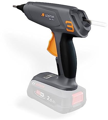Steinel Akku Heißklebepistole MobileGlue 3011, für Bosch PFA 18V System, inkl. 3x Heißklebesticks, in 90 Sek. startklar, Klebepistole kabellos, 2 Temperaturstufen 130°C/200°C