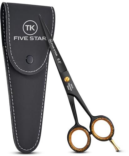 TK FIVE STAR Midnight Premium 6,5'' extra scharfe Friseurschere Haarschere Haarschneideschere für Damen Herren Friseure und Kinder für feine und kräftige Haare Mikroverzahnt Rostfrei