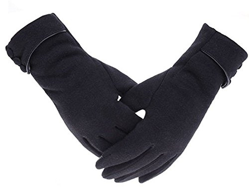 Outrip Warme Winterhandschuhe für Damen, Touchscreen, Handy, winddicht, gefüttert, dick, Schwarz, M