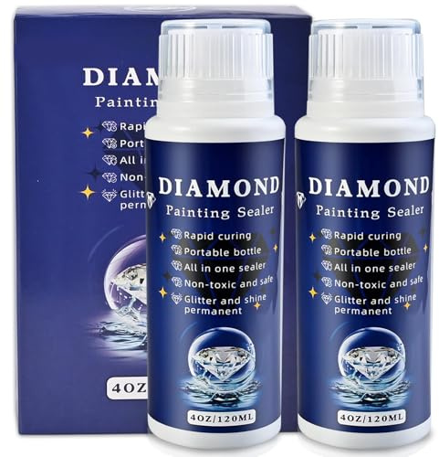 Cieex 2 Stück Diamond Painting Versiegelung, Transparente Diamond Painting Kleber, Diamond Painting Erwachsene Zubehör zum Glitzereffekt und Schutz von Diamanten (240 ml)