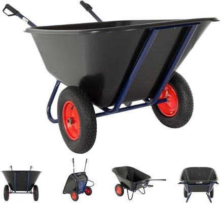 TRUTZHOLM 2-Rad Schubkarre 290 L 300 Kg 156x89 cm Stahlplatte Gartenschubkarre Hofkarre Schiebkarre Futterkarre