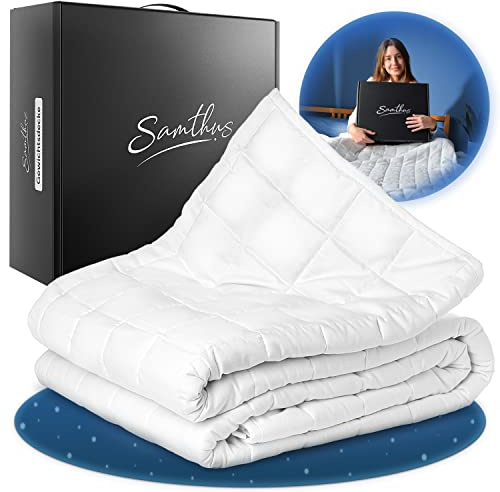 Samthus Gewichtsdecke 135x200cm 7kg Oeko-Tex Zertifiziert - Entspannungsdecke 100% Baumwolle - Schwere Anti-Stress & Therapiedecke - Besser schlafen mit unserer schweren Bettdecke - Weighted Blanket