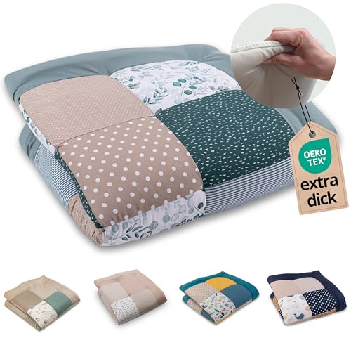 ULLENBOOM Krabbeldecke für Baby 100x100 cm – OEKO-TEX Materialien, Made in EU – Spieldecke Baby Gepolstert, Laufgittereinlage, Krabbelmatte & Spielteppich