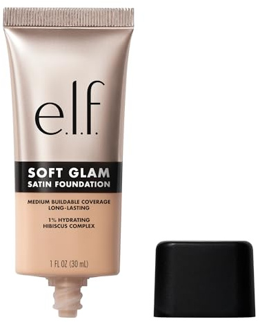 e.l.f. Soft Glam Foundation, Mittlere Deckkraft, Langanhaltende & Aufbauende Foundation Für Ein Glattes, Seidenmattes Finish, Vegan & Tierversuchsfrei, 25 Light Neutral