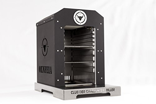 Oxnfeia® Oberhitzegrill Oberhitze-Gasgrill Steakgrill Edelstahl Grillgeräte mit Grillrost Grillrostgriff Gastroschale Holzkiste