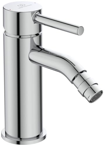 Ideal Standard Ceraline Bidetarmatur, Auslaufhöhe 74 mm, wassersparende Bidet-Handbrause mit Ablaufgarnitur, leicht zu reinigen – Chrom (50 x 149 x 147 mm)
