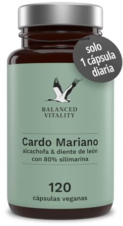 Mariendistel Kapseln - Artischocke, Löwenzahn Complex & 80% Silymarin - 120 vegane Kapseln für 4 Monate - ohne Zusatzstoffe - laborgeprüft - Balanced Vitality