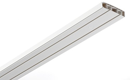 GARDINIA Vorhangschienen-Set, Komplett-Set mit 2-läufiger Vorhangschiene, Inkl. Befestigungsmaterial, 2 x 120 cm, Weiß