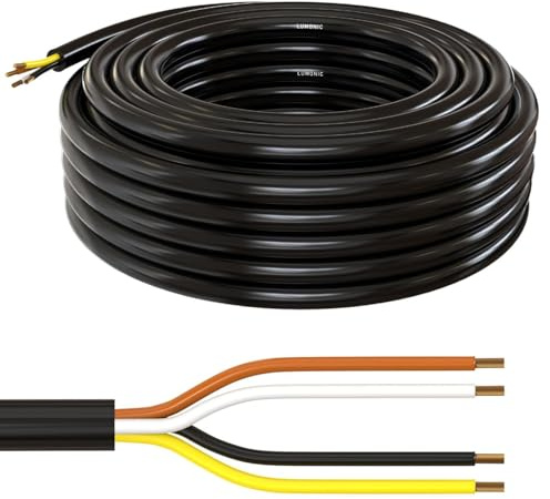Lumonic 5m FLRYY Fahrzeugleitung 4x1,5mm² schwarz | 4-adrig | Anhängerkabel | mehradriges KFZ-Kabel | Öl- und Kraftstoffbeständig, flammwidrig | Niedervolt