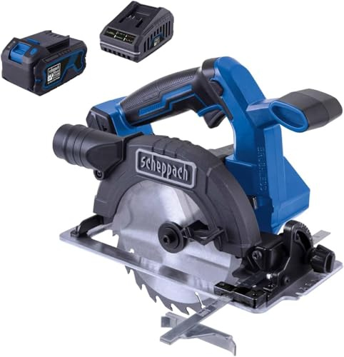 Scheppach Akku Handkreissäge BC-HCS165-X | Schnitthöhe 90°/45° - 55/40mm | SägeblattØ 165mm | Brushless, Softstart, Licht & schwenkbar | 20V-IXES-Serie | 10 Jahre Garantie | mit 4Ah Akku & Ladegerät