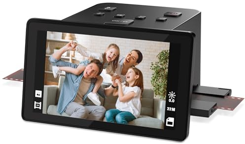 Digitaler Film- und Diascanner mit großem 5-Zoll-LCD-Display, Negativscanner und Dia Scanner zum Digitalisieren, konvertiert 135, 126 KPK, 110 Negative und Super 8-Film in 22 MP JPEG.