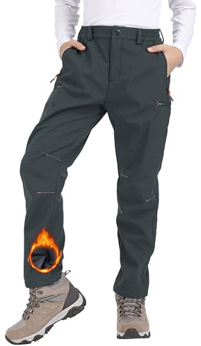Djtnzdm Kinder Skihose Gefütterte Hose Softshellhose Atmungsaktiv Winddicht Winter Schneehose Jungen Thermohose Mädchen Warm Outdoorhose Wanderhose