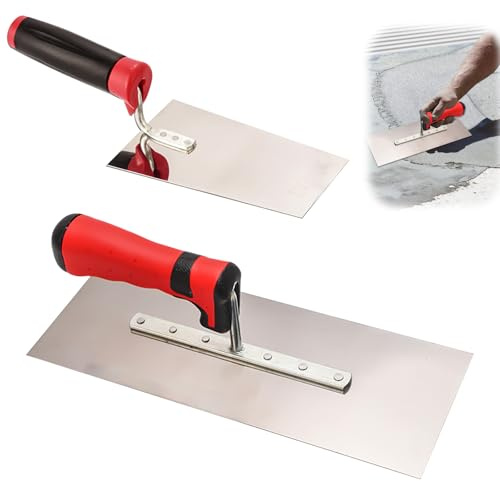 Aicharynic Edelstahl Maurerkelle: 2-teiliges Set Glättekelle Edelstahl-Glättekelle Set mit Putzkellen Set Stukkateurspachtel mit Gummigriff, Stuckateur Werkzeug Für Beton, Putzmassen