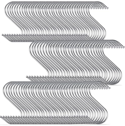 JMIATRY 100 Stück S Haken 9cm, S Haken zum einhängen Edelstahl für Badezimmer, Schlafzimmer, Büro, Küche, Geschäft