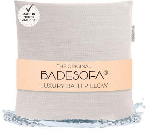 BADESOFA Badewannen-Kissen Medium in Perlmutt | Premium Wannenkissen, Handgefertigt in Europa, Waschbar & Schnelltrocknend, Zubehör Kissen für breite, eckige Badewanne
