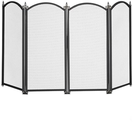 Relaxdays Funkenschutzgitter, 4 teiliges Gitter gegen Funkenflug, Kamin Funkenschutz, HxB: 54x97,5 cm, Metall, schwarz