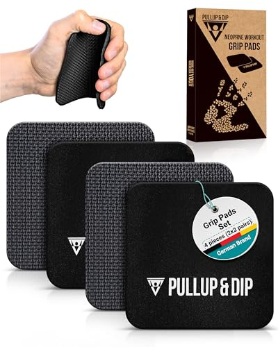 PULLUP & DIP Griffpads Griffpolster [4er Set] für Klimmzüge, Fitness, Bodybuilding & Krafttraining, 2 Paar Neopren Grip Pads, Trainings Pads als Alternative zu Trainingshandschuhen für maximalen Griff
