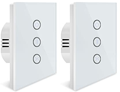 Alexa rolladenschalter, WLAN Rolladenschalter, Smart Jalousien Schalter mit Touch Panel Kompatibel mit Alexa und Google Home, APP Steuerbar und Timer-Funktion (2 pack)