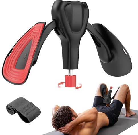 Beckenboden Oberschenkeltrainer 35 kg Verstellbarer Kegel Beintrainer für Zuhause Postpartum Erholung für Frauen und Männer, mit Band, Schwarz