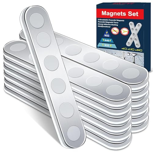 BKSAI 12er Unzerbrechliche Magnete Selbstklebend Stark Hält 1,5KG Magnetband zum Kleben Neodym Magnete Klebemagnete 65x10x2mm Magnetband Flach für Schule, Büro Fixierungskomponente