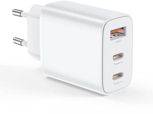 BHHB USB C Ladegerät Adapter Netzteil 3 Ports Mehrfach Stecker mit USBC und USB A, 30W Multiport Handy Schnellladegerät Ladestecker for i-Phone 17 16 15 14 13 12 11 Plus Pro Max,Samsung