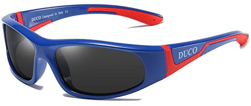 DUCO 4-10 Kinder Sonnenbrille Polarisierte UV400 für Jungen Mädchen K001 | Polarisierte Gläser, flexibler Bruchsichere Gummi Sportbrille, UV400-Schutz, Mädchen und Kinder von 4 bis 10 Jahren