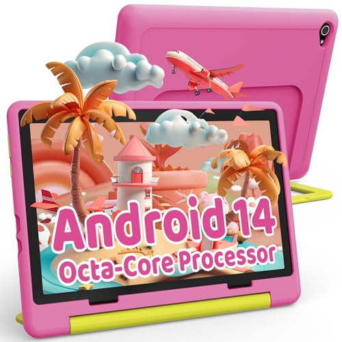 Ainmel Android Kinder Tablet, Tablet für Kinder, 8GB+64GB (128 GB Expand), Kindersteuerung, Software für Kinder vorinstalliert, Dual-Kamera (Rosa)
