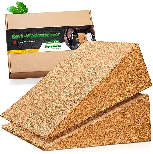 2 Kniekeile aus Kork, 305 x 130 x 103 mm, als Wadendehner für Beine | Rutschfeste Korkoberfläche für Übungen zur Dehnung der Beinmuskeln, leicht zu reinigen und hergestellt in Portugal