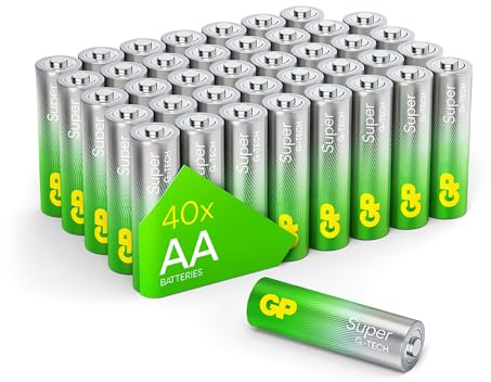 GP Batterien AA 1,5V Super Alkaline Longlife G-TECH Technologie, Vorratspack mit 40 Stück Mignon AA Batterien in praktischer Briefkasten-tauglicher Versandverpackung