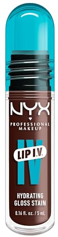NYX Professional Makeup Feuchtigkeitsspendender Lipgloss und Lip Stain, 2 in 1, Bis zu 12 Stunden Pflege, Lip IV Hydrating Gloss Stain, Langanhaltender Lip Tint, Farbe: Espresso Soak