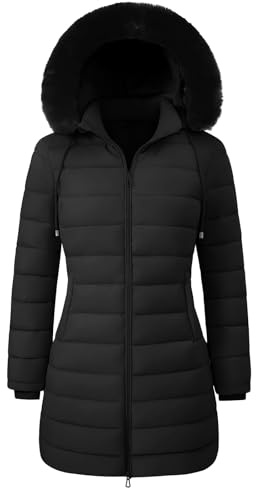 RITOSTA Mantel Damen Winter Steppmantel Lang Wintermantel Warm Winterjacke mit Kapuze Parka Damen-Jacken Puffer Kapuzenmantel Winterparka Outdoorjacke mit Taschen